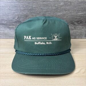 Vintage PAK Ag Service‎ Hat Cap Snap Back One Size Green Advertising Buffalo ND